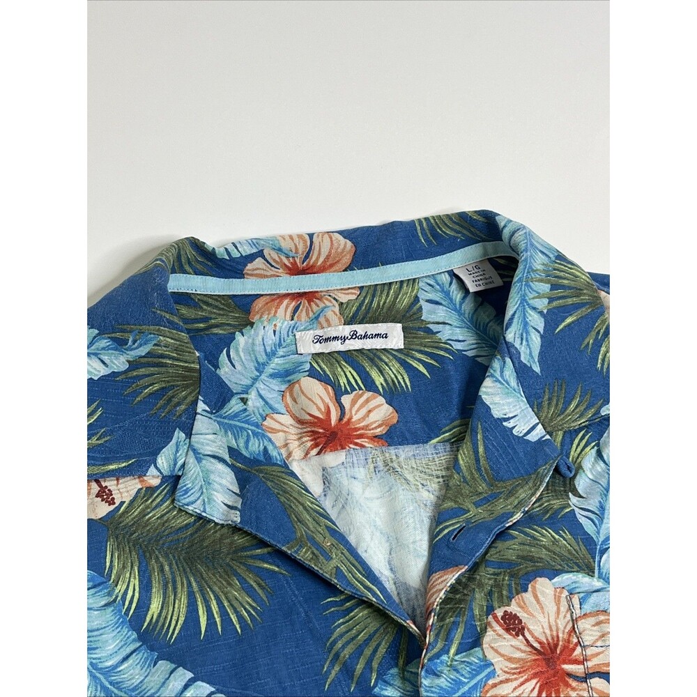 Tommy Bahama Island Zone Button Up Shirt Men’s Large Blue Floral Stretch - Picture 3 of 5